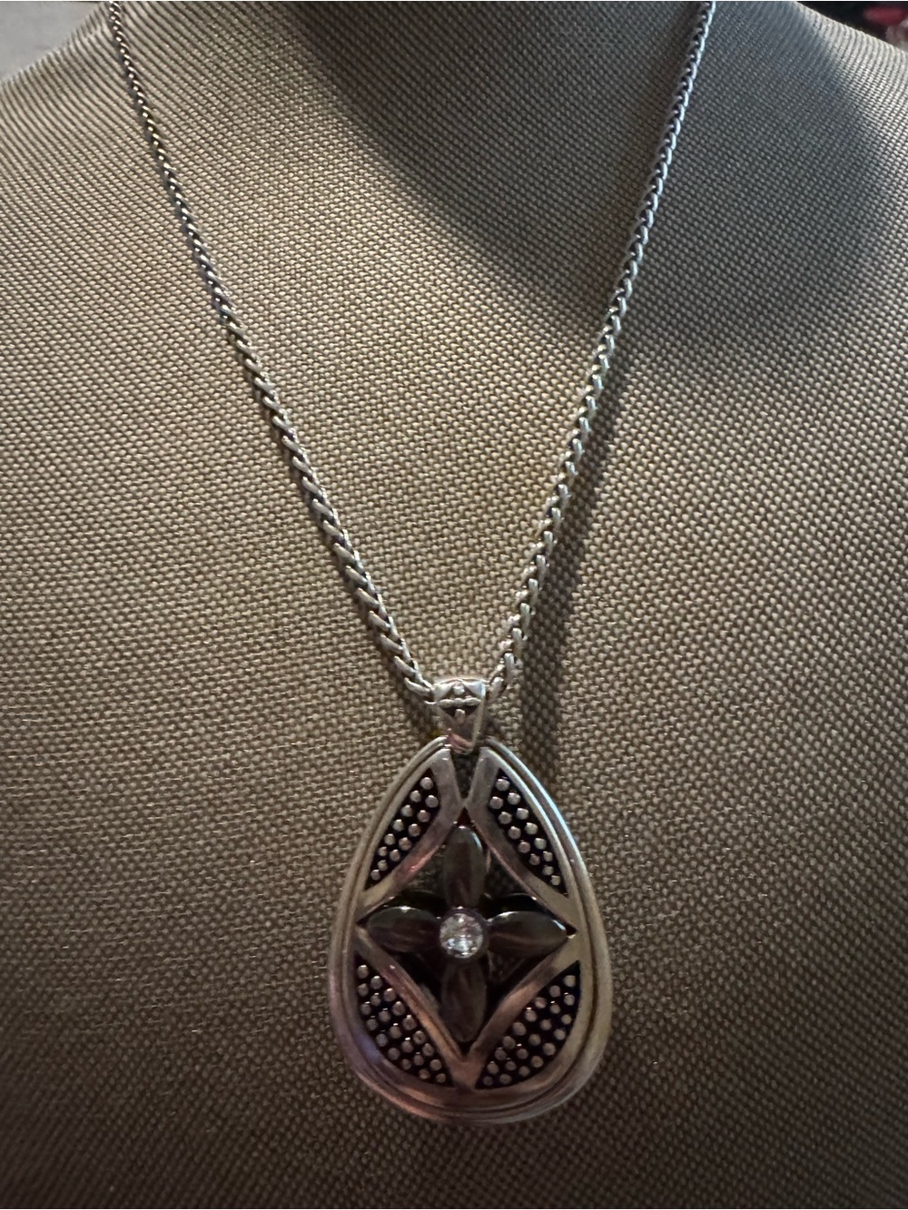 Brighton Sterling Silver Teardrop Flower Pendant Necklace - Silver